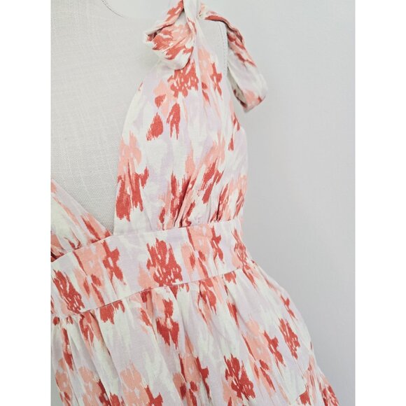 House of Harlow 1960 Linen Blend Midi Maxi Tiered Cottagecore Sleeveless Dress M - Picture 3 of 15